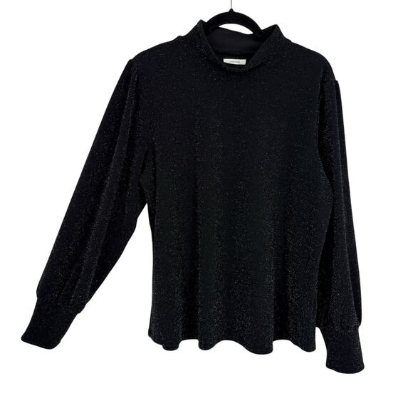 Maurices Shimmer High Neck Top size XL Black Sparkle Balloon Sleeves Pullover - Picture 1 of 10